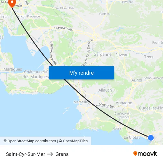 Saint-Cyr-Sur-Mer to Grans map