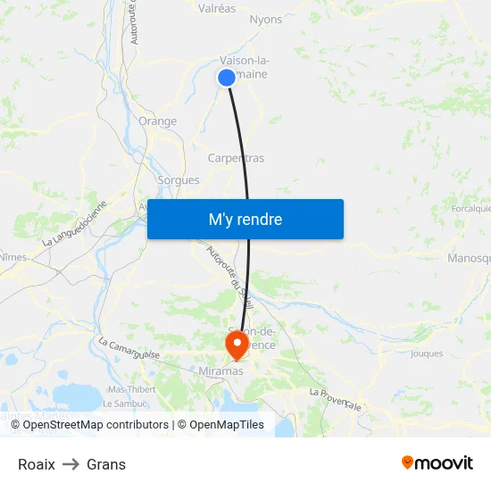 Roaix to Grans map