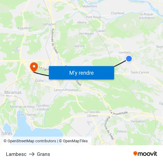 Lambesc to Grans map