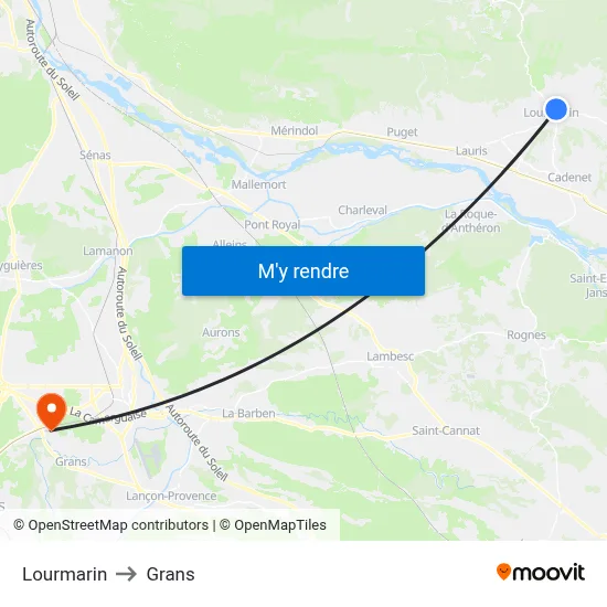 Lourmarin to Grans map
