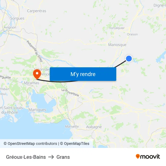 Gréoux-Les-Bains to Grans map