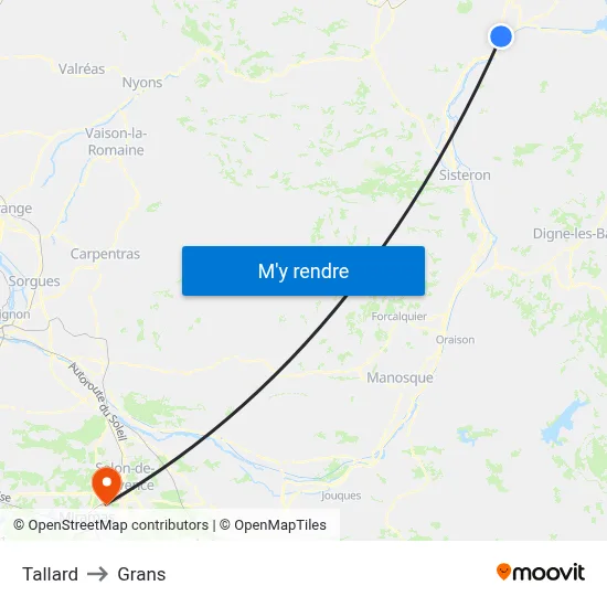 Tallard to Grans map