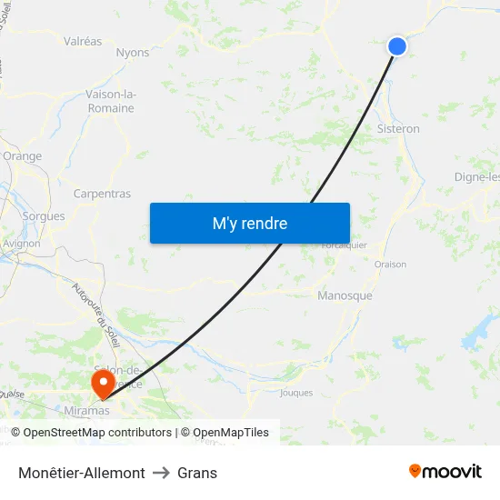 Monêtier-Allemont to Grans map