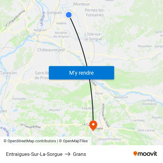 Entraigues-Sur-La-Sorgue to Grans map