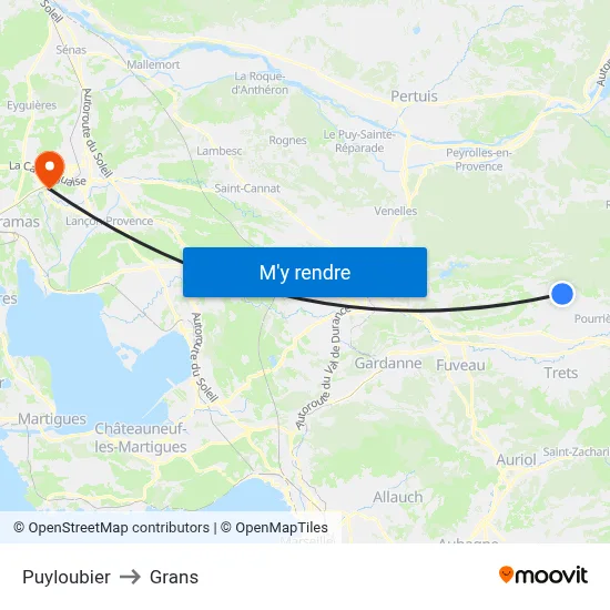 Puyloubier to Grans map