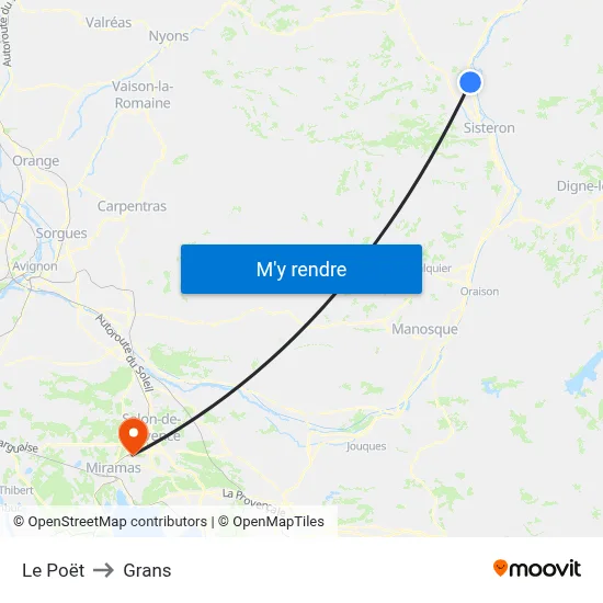 Le Poët to Grans map