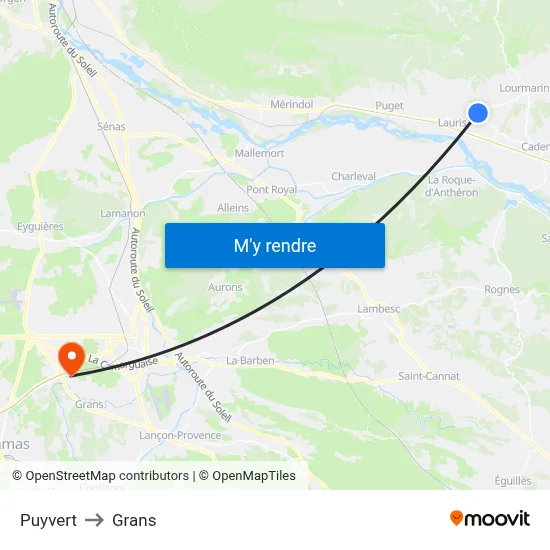 Puyvert to Grans map