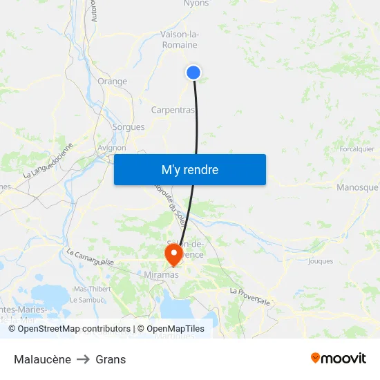 Malaucène to Grans map
