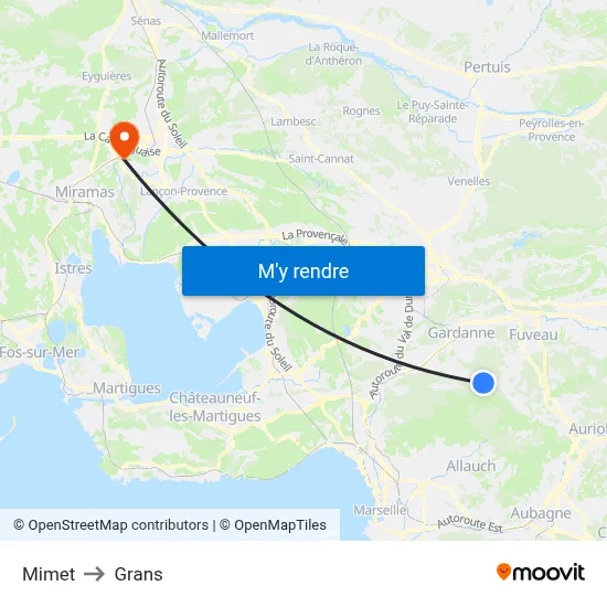 Mimet to Grans map