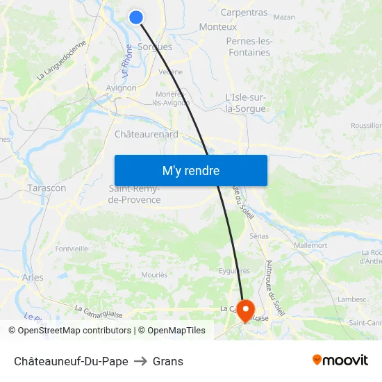 Châteauneuf-Du-Pape to Grans map