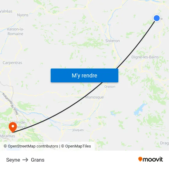 Seyne to Grans map