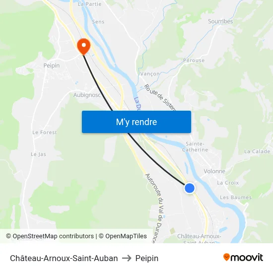 Château-Arnoux-Saint-Auban to Peipin map