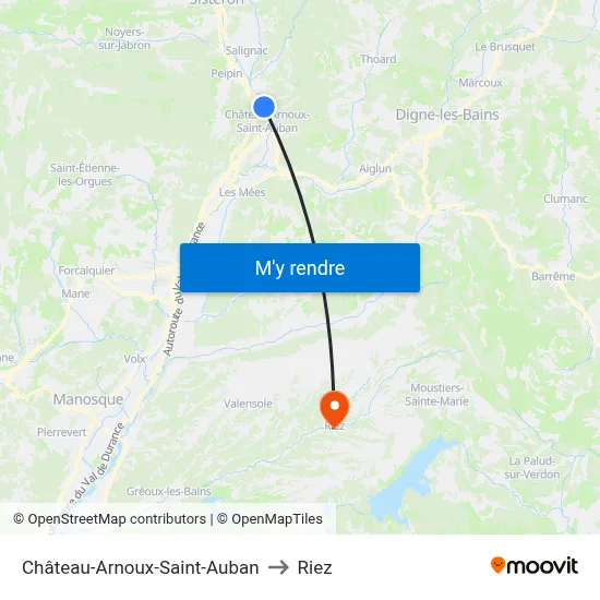 Château-Arnoux-Saint-Auban to Riez map