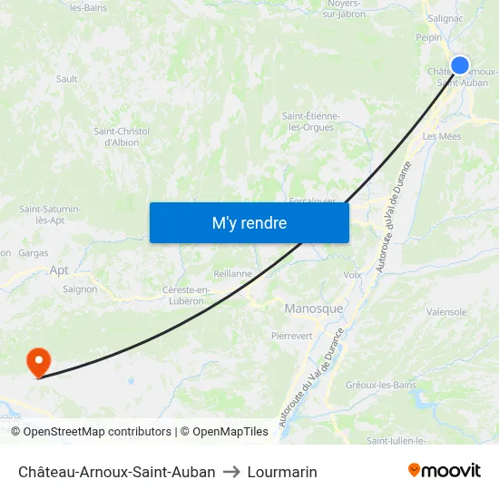 Château-Arnoux-Saint-Auban to Lourmarin map