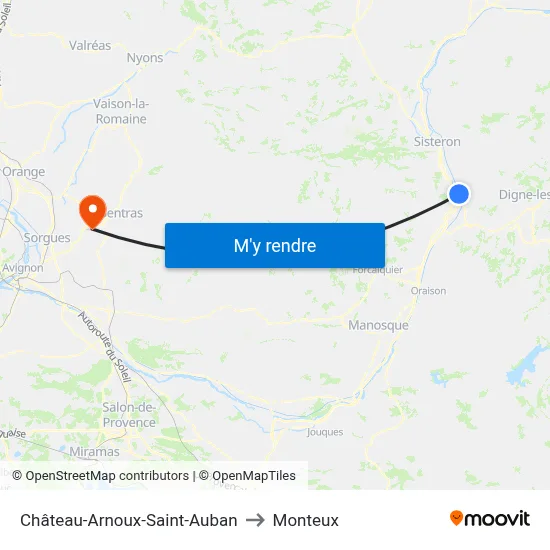 Château-Arnoux-Saint-Auban to Monteux map