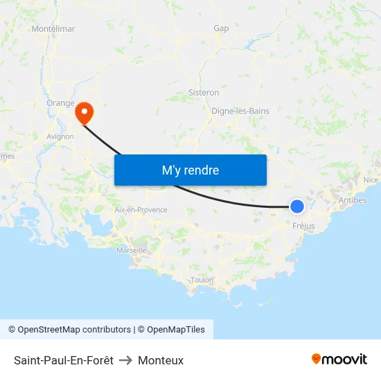 Saint-Paul-En-Forêt to Monteux map