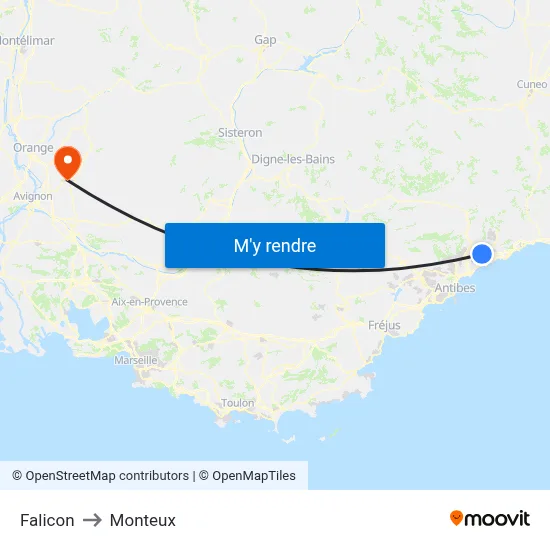 Falicon to Monteux map
