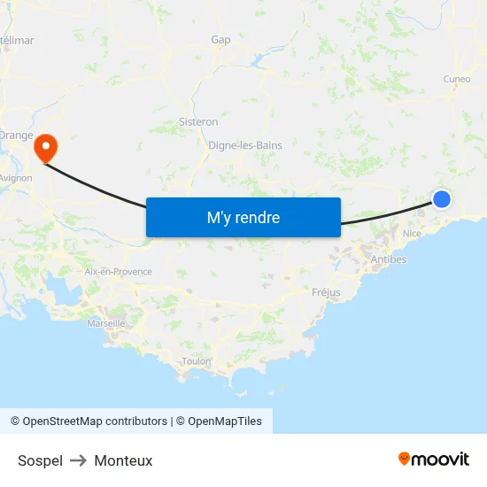 Sospel to Monteux map