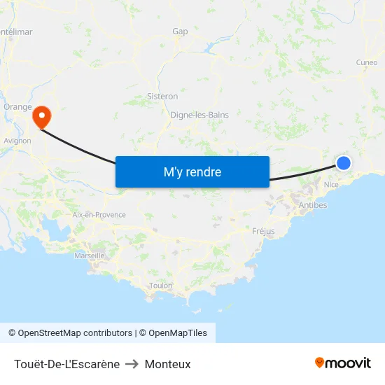 Touët-De-L'Escarène to Monteux map
