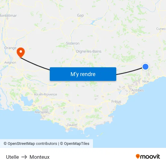 Utelle to Monteux map