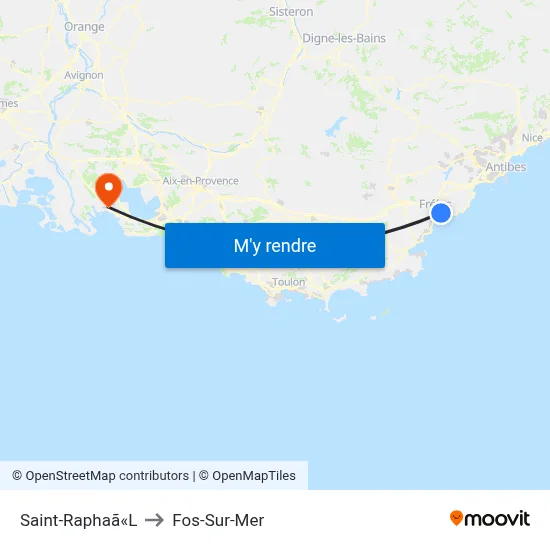 Saint-Raphaã«L to Fos-Sur-Mer map