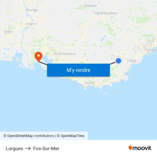 Lorgues to Fos-Sur-Mer map