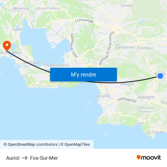 Auriol to Fos-Sur-Mer map