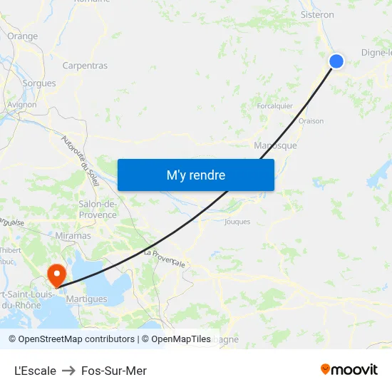L'Escale to Fos-Sur-Mer map