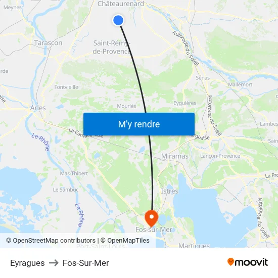 Eyragues to Fos-Sur-Mer map