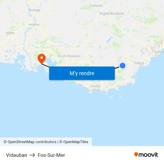 Vidauban to Fos-Sur-Mer map
