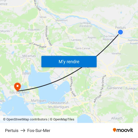 Pertuis to Fos-Sur-Mer map