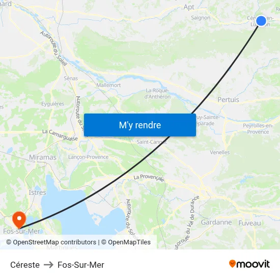 Céreste to Fos-Sur-Mer map