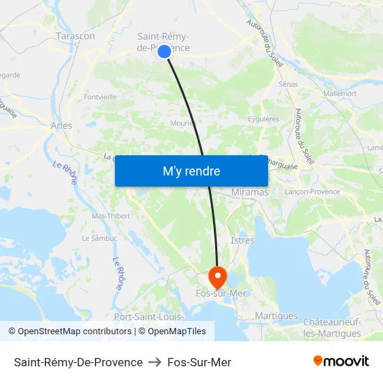 Saint-Rémy-De-Provence to Fos-Sur-Mer map