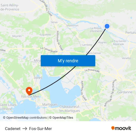 Cadenet to Fos-Sur-Mer map
