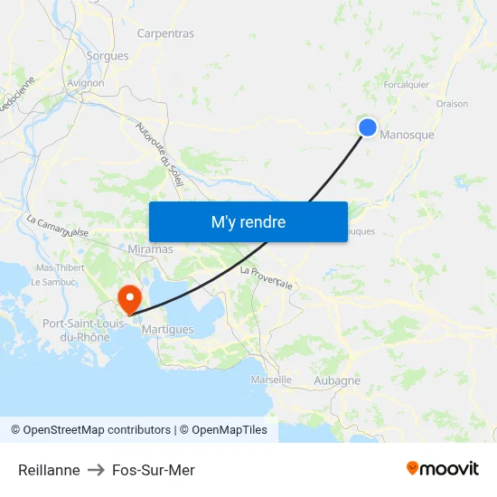 Reillanne to Fos-Sur-Mer map