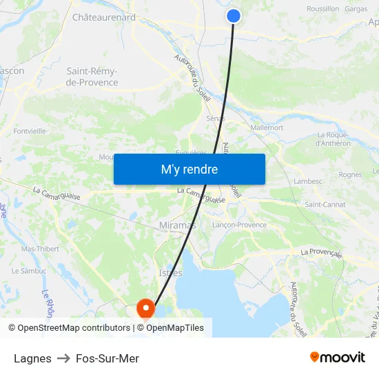 Lagnes to Fos-Sur-Mer map