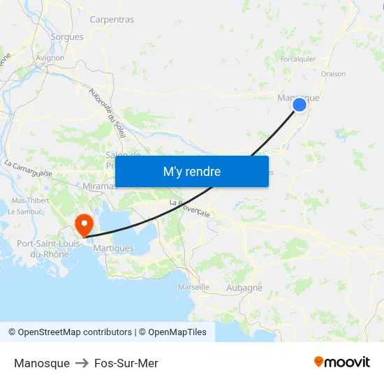 Manosque to Fos-Sur-Mer map