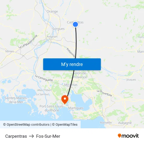 Carpentras to Fos-Sur-Mer map
