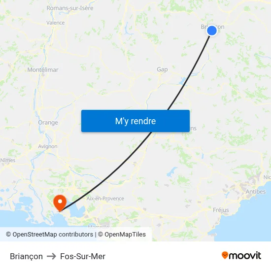 Briançon to Fos-Sur-Mer map