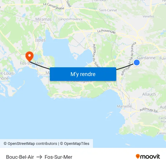 Bouc-Bel-Air to Fos-Sur-Mer map