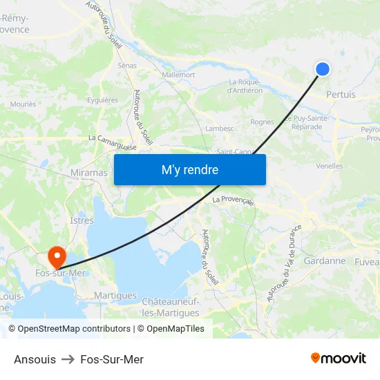 Ansouis to Fos-Sur-Mer map