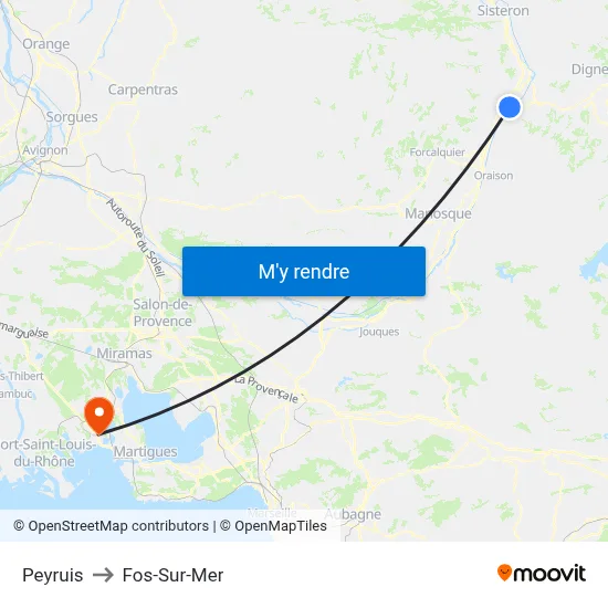 Peyruis to Fos-Sur-Mer map