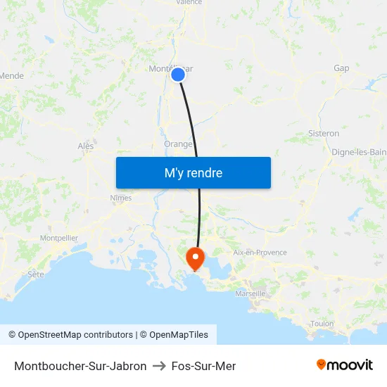 Montboucher-Sur-Jabron to Fos-Sur-Mer map