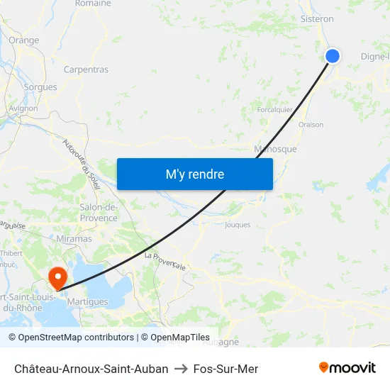 Château-Arnoux-Saint-Auban to Fos-Sur-Mer map