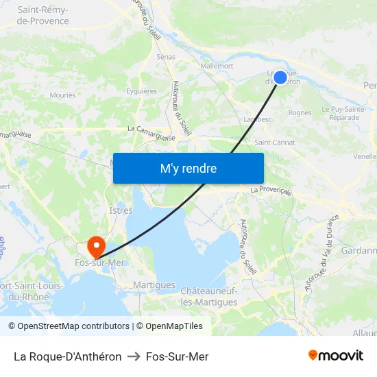 La Roque-D'Anthéron to Fos-Sur-Mer map