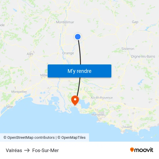 Valréas to Fos-Sur-Mer map