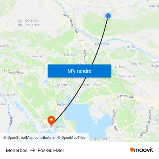 Ménerbes to Fos-Sur-Mer map