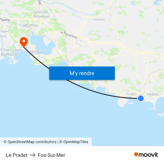 Le Pradet to Fos-Sur-Mer map