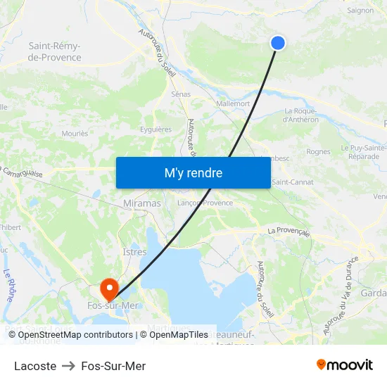 Lacoste to Fos-Sur-Mer map
