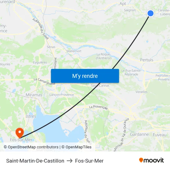 Saint-Martin-De-Castillon to Fos-Sur-Mer map